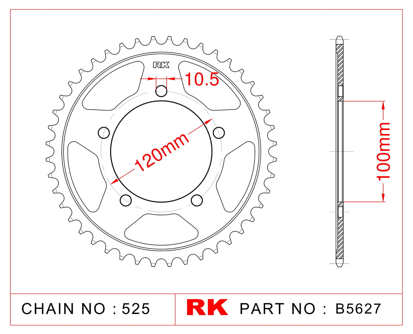 Sprocket Rear RK-B5627-40 JTR702 Afam 35802