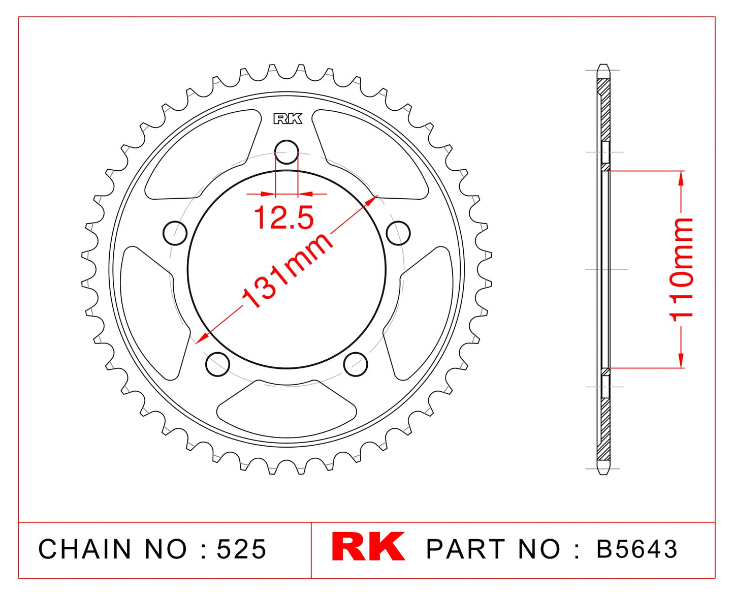 Sprocket Rear RK-B5643-44 JTR7 Afam 164800