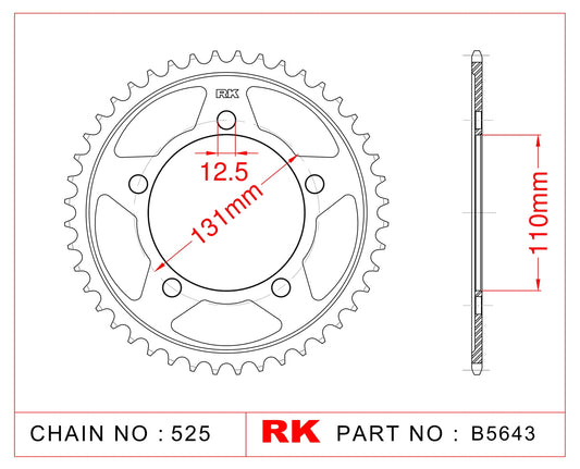 Sprocket Rear RK-B5643-44 JTR7 Afam 164800