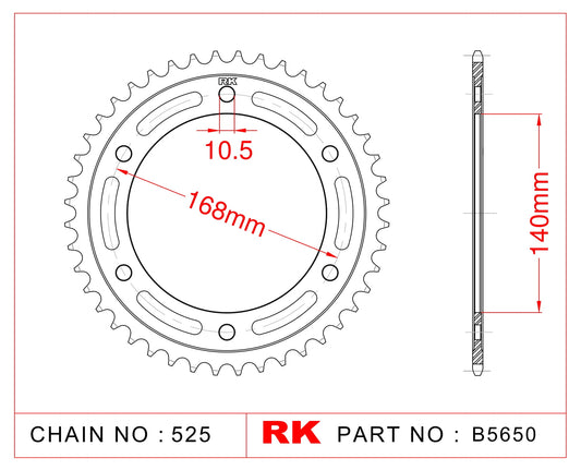 Sprocket Rear RK-B5650-41 JTR3 Afam 92635 (10.5mm mounting holes)