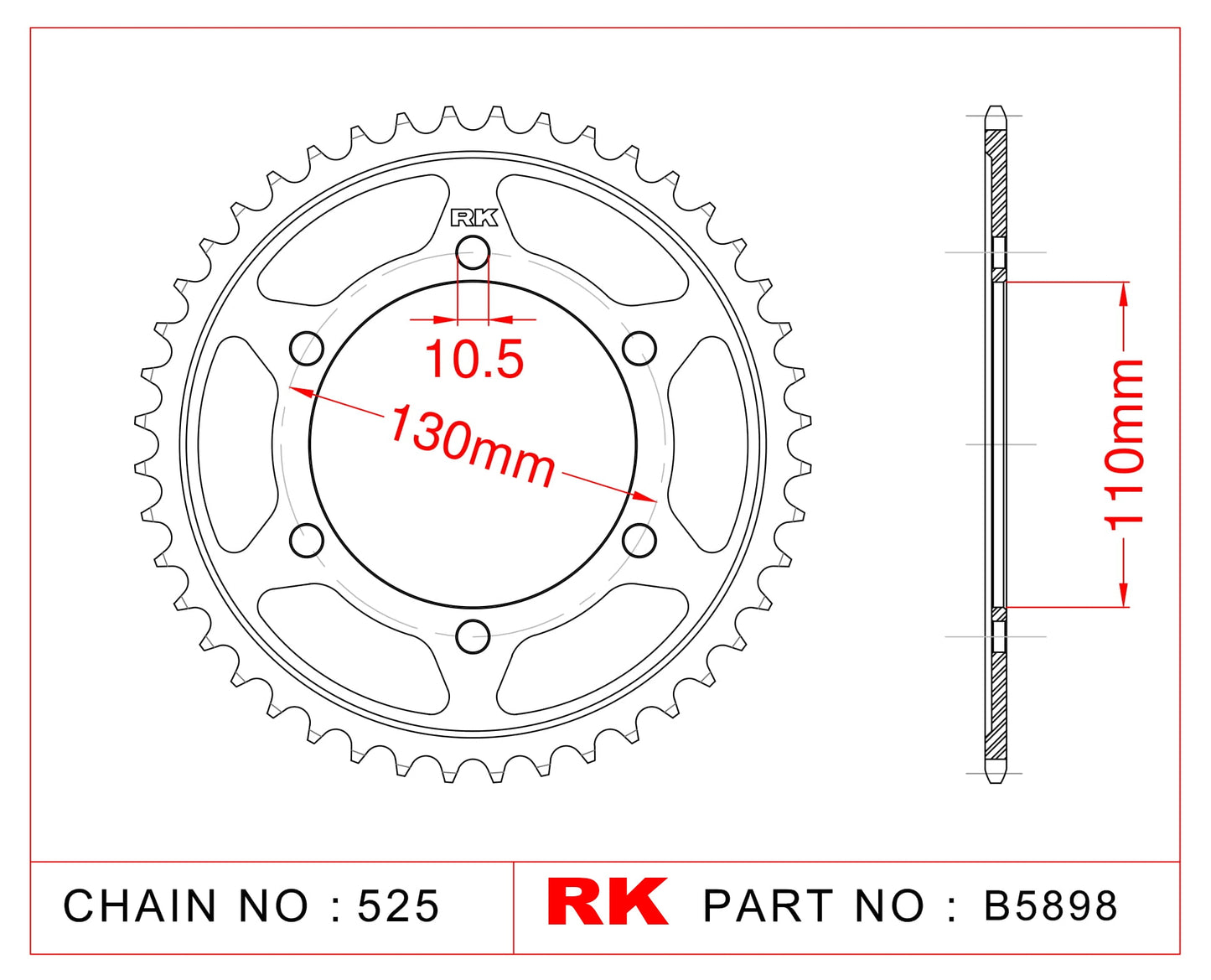 Sprocket Rear RK-B5898-43 JTR1876 Afam 12815