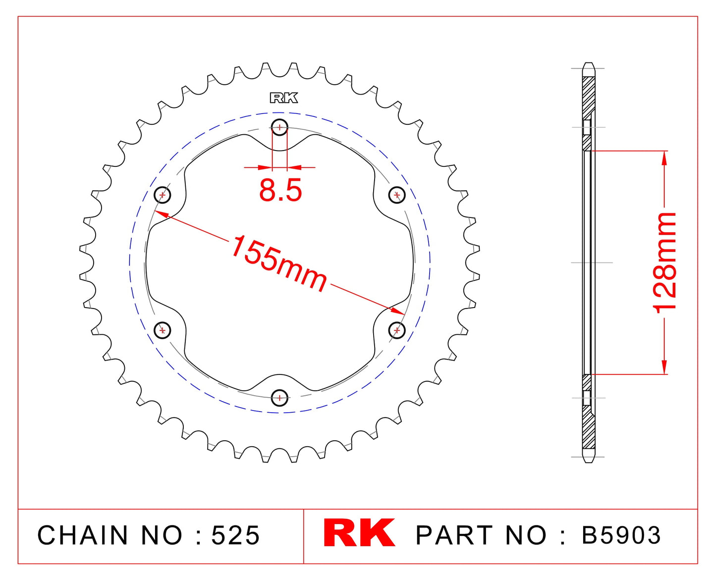 Sprocket Rear RK-B5903-38 JTR893 Afam 71900