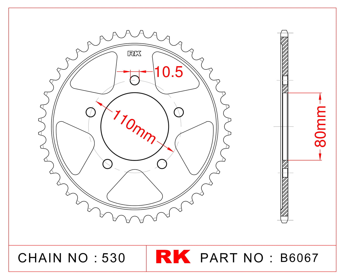 Sprocket Rear RK-B6067-46 will become B6600 JTR1334 Afam 10605