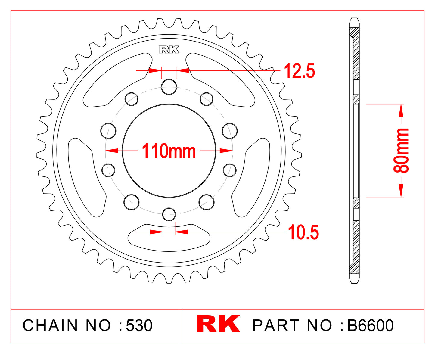 Sprocket Rear RK-B6600-40 JTR1334 Afam 10405