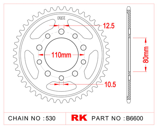 Sprocket Rear RK-B6660-39 JTR1334 AFAM 10405