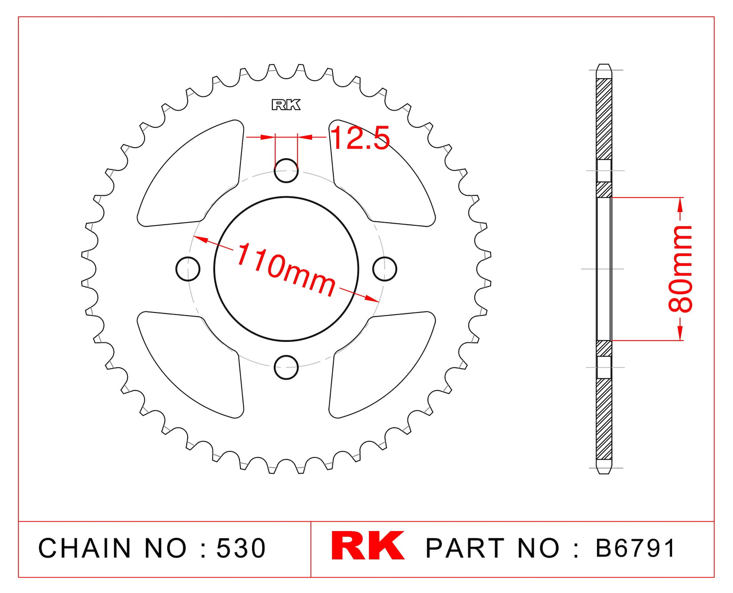 Sprocket Rear RK-B6791-40 JTR284 Afam 10603