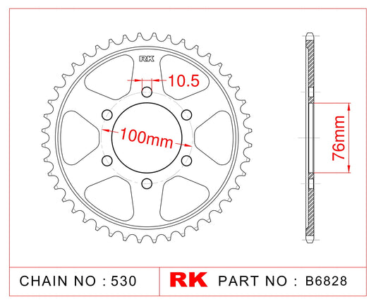 Sprocket Rear RK-B6828-45 JTR816 Afam 14902