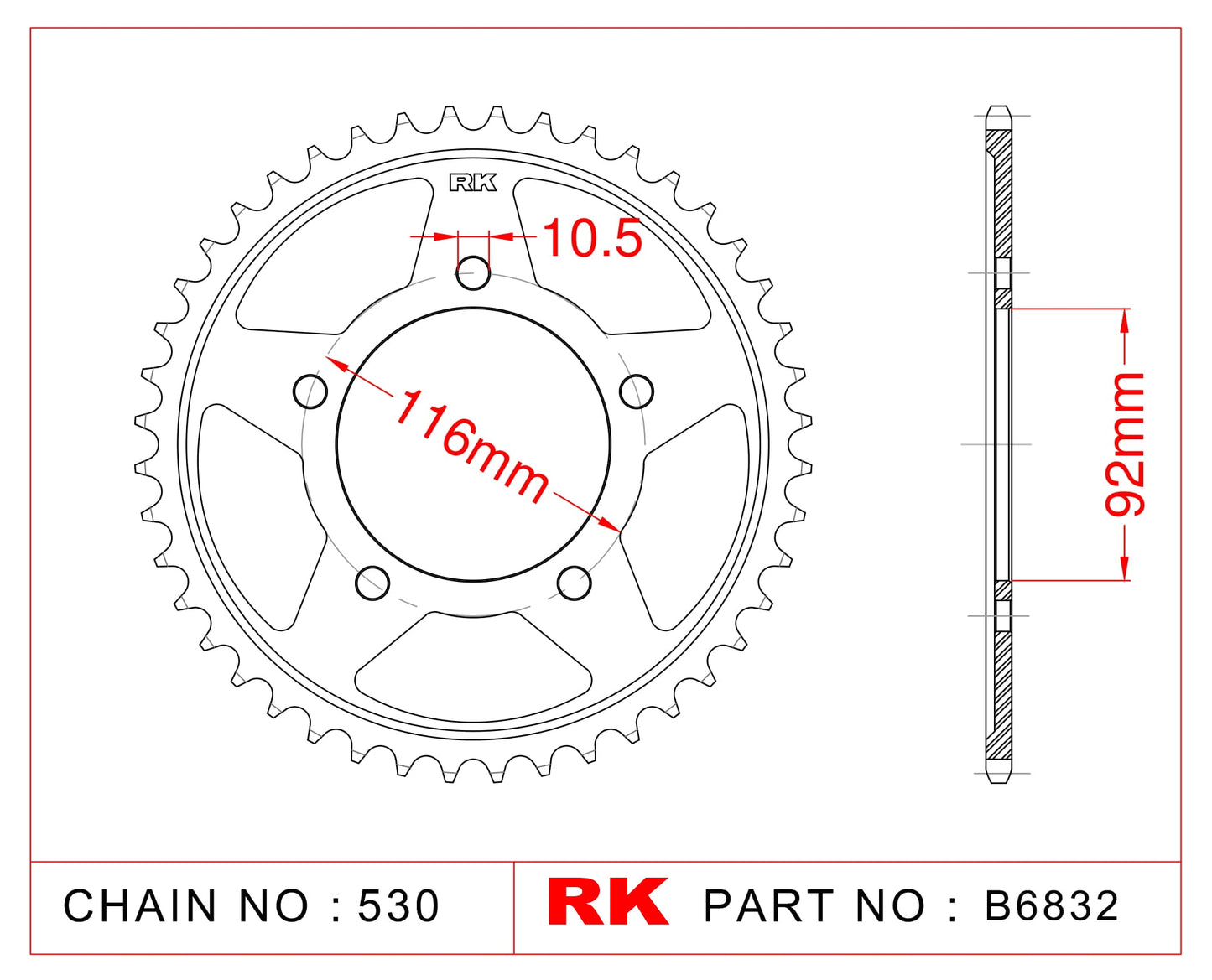 Sprocket Rear RK-B6832-41 JTR1493 Afam 16900