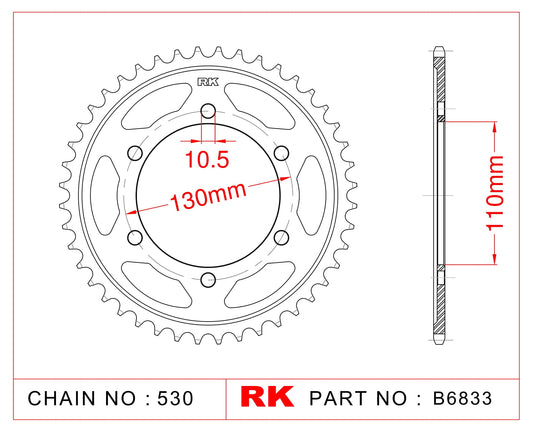 Sprocket Rear RK-B6833-45 JTR1479 Afam 16502 JTR 479