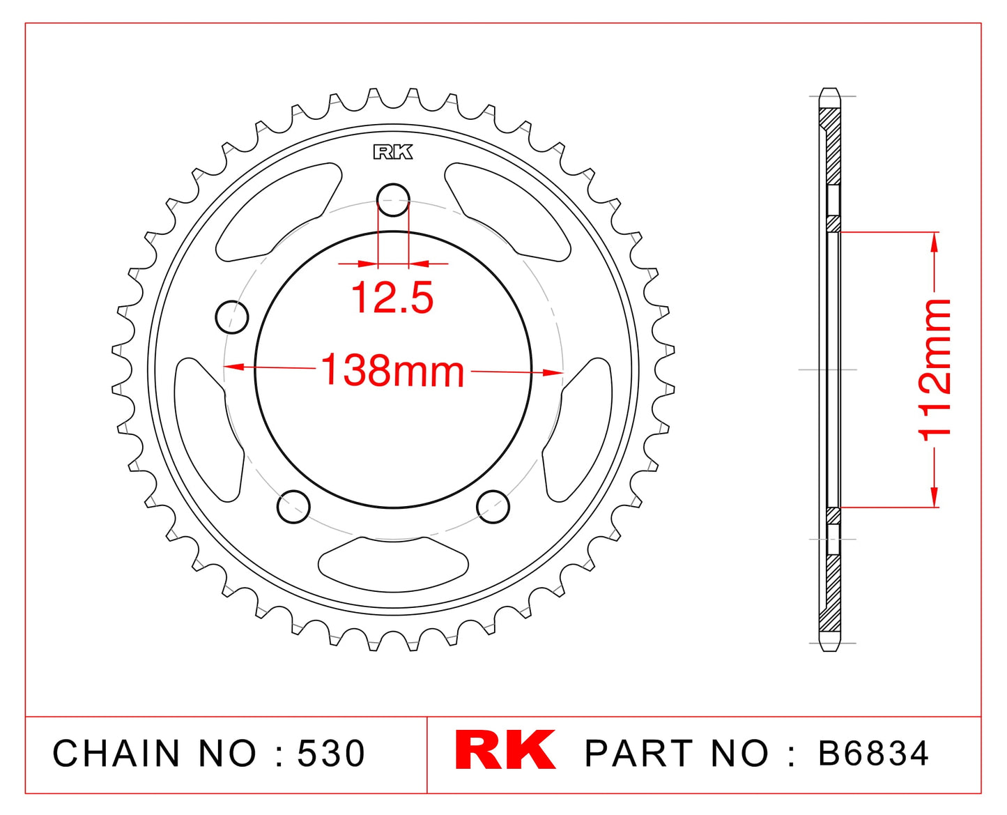 Sprocket Rear RK-B6834-40 JTR302 Afam 10508