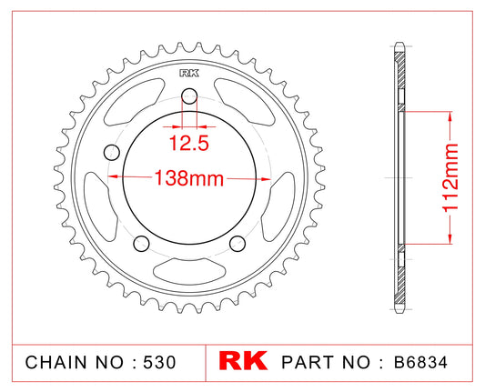 Sprocket Rear RK-B6834-40 JTR302 Afam 10508