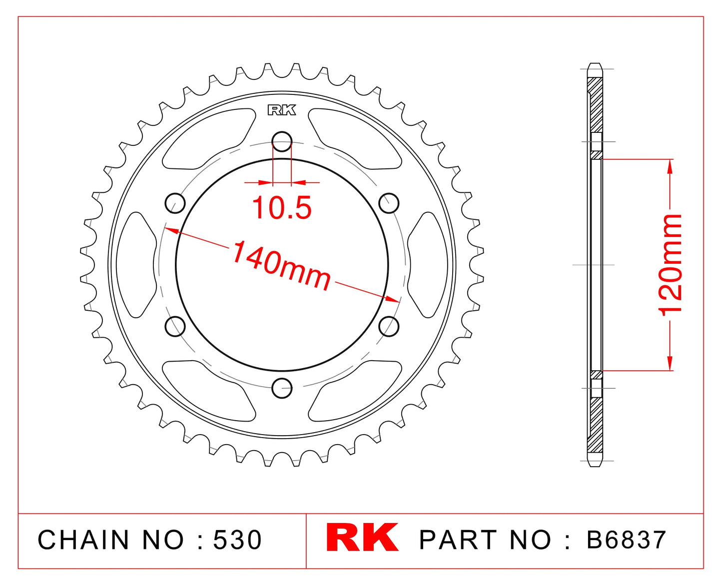 Sprocket Rear RK-B6837-42 JTR499 Afam 16603