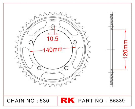 Sprocket Rear RK-B6839-43 JTR1800 Afam 86603