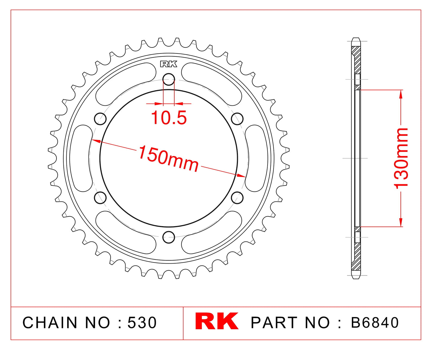 Sprocket Rear RK-B6840-47 JTR859 Afam 12801