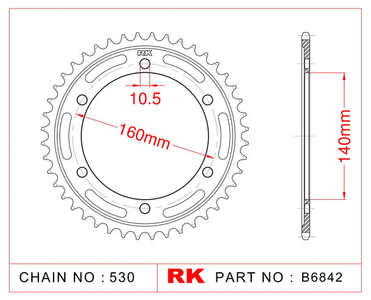 Sprocket Rear RK-B6842-49 JTR502 Afam 16701