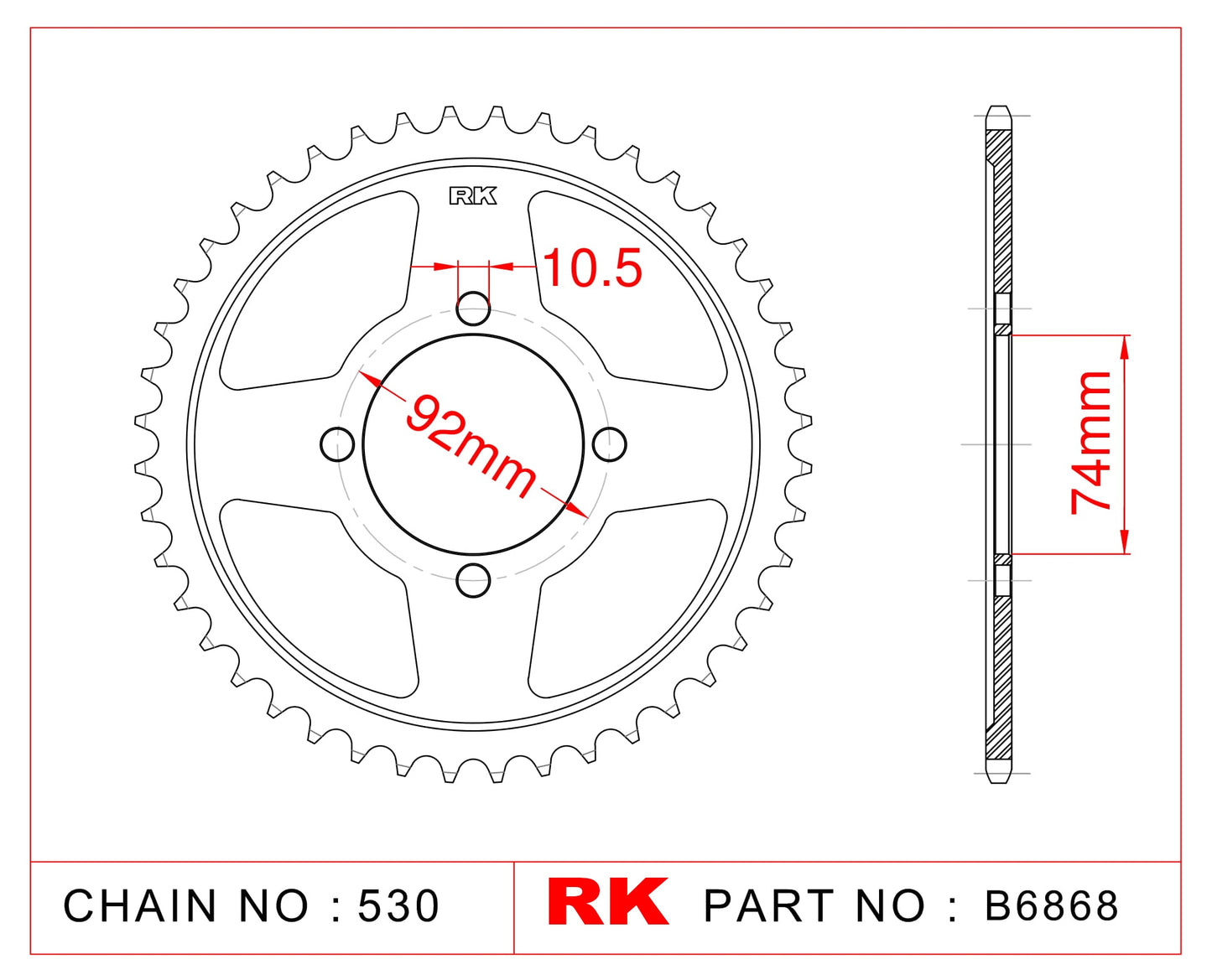 Sprocket Rear RK-B6868-39 JTR848 Afam 12303