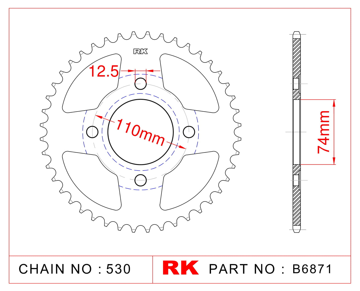 Sprocket Rear RK-B6871-38 JTR854 Afam 12401