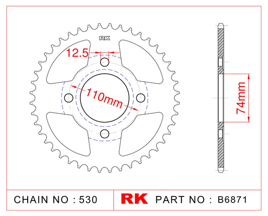 Sprocket Rear RK-B6871-38 JTR854 Afam 12401