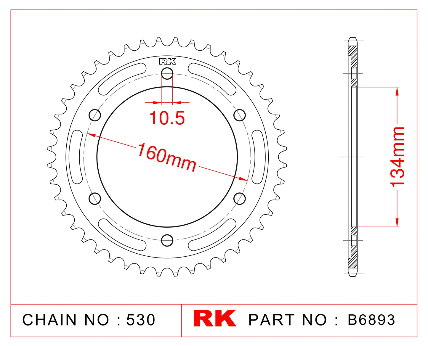 Sprocket Rear RK-B6893-40 JTR1306 Afam 10616