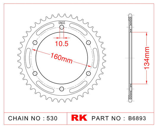 Sprocket Rear RK-B6893-42 JTR1306 Afam 10616