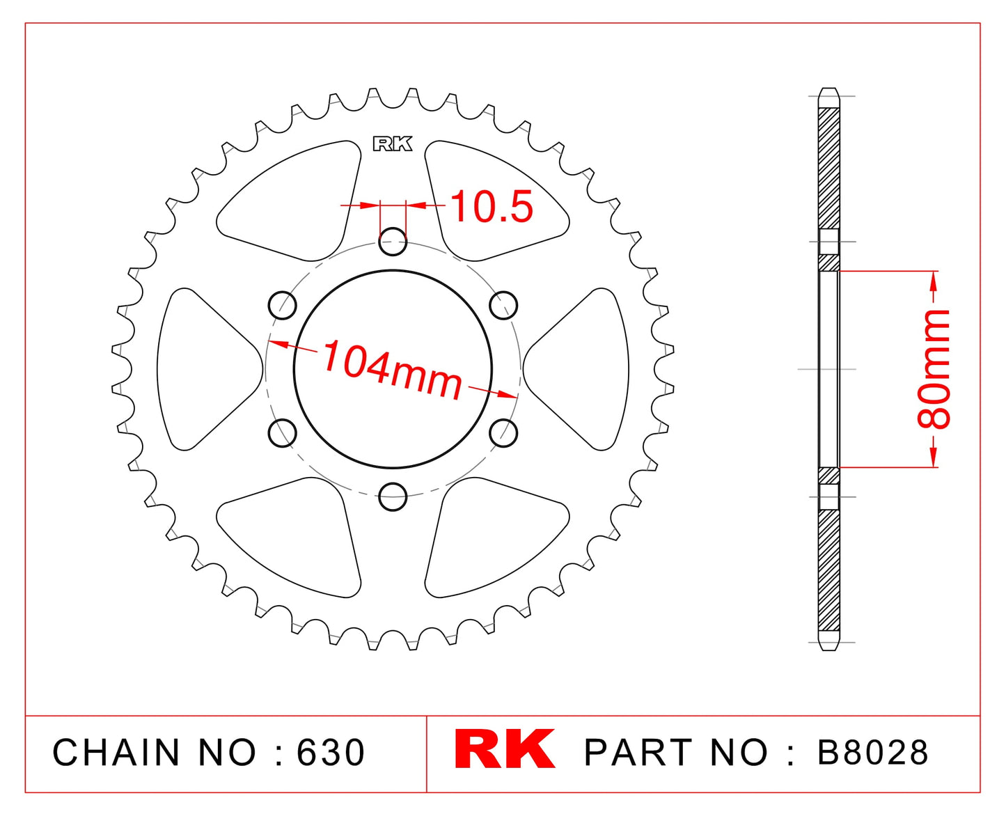 Sprocket Rear B8028-38 501-38 AFAM 16601 JTR 501-38