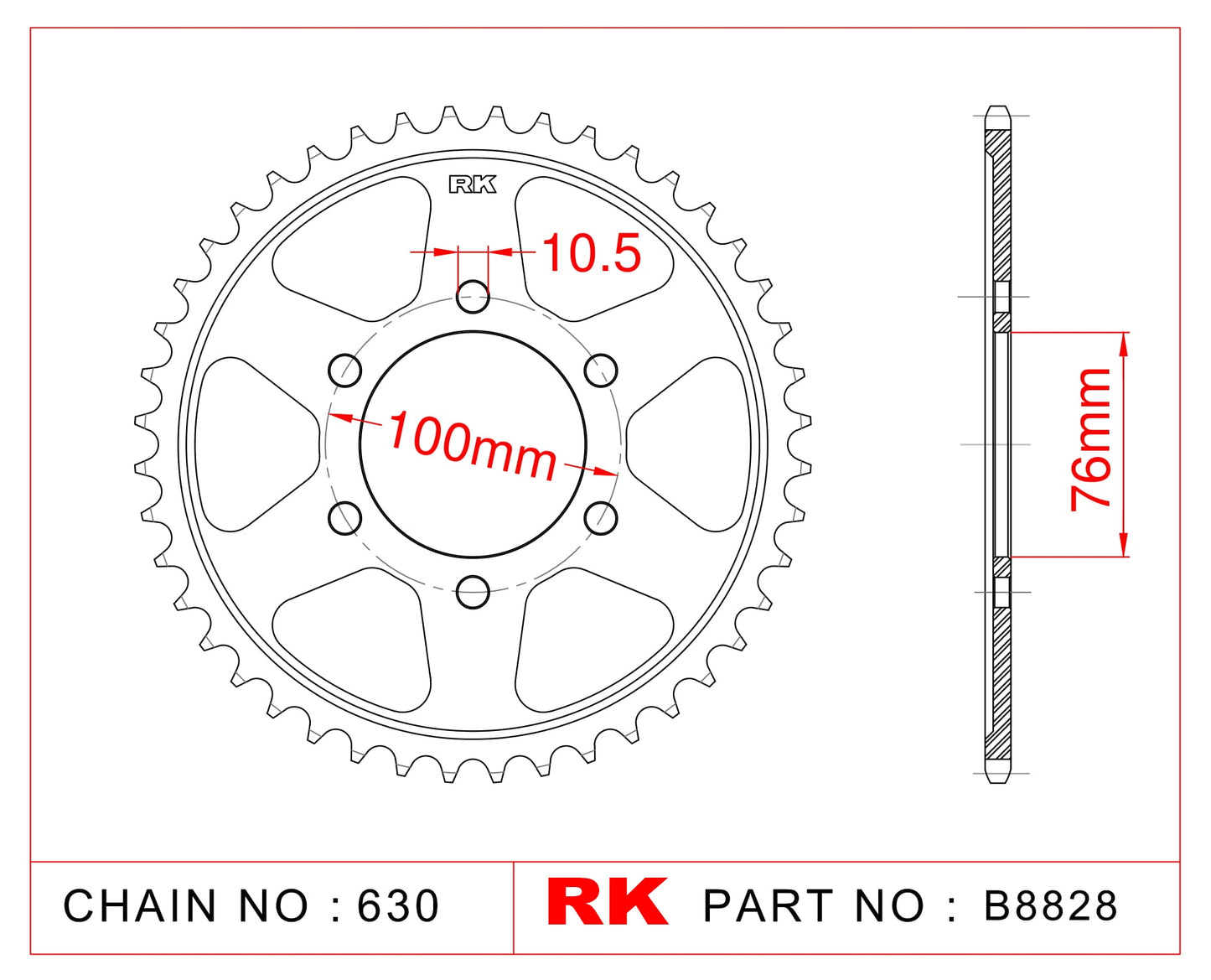 Sprocket Rear RK-B8828-42 JTR818 Afam 14600