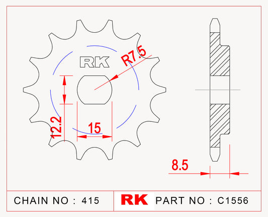 Sprocket Front RK-C1556-10 JTF 1556 AFAM 94124-10