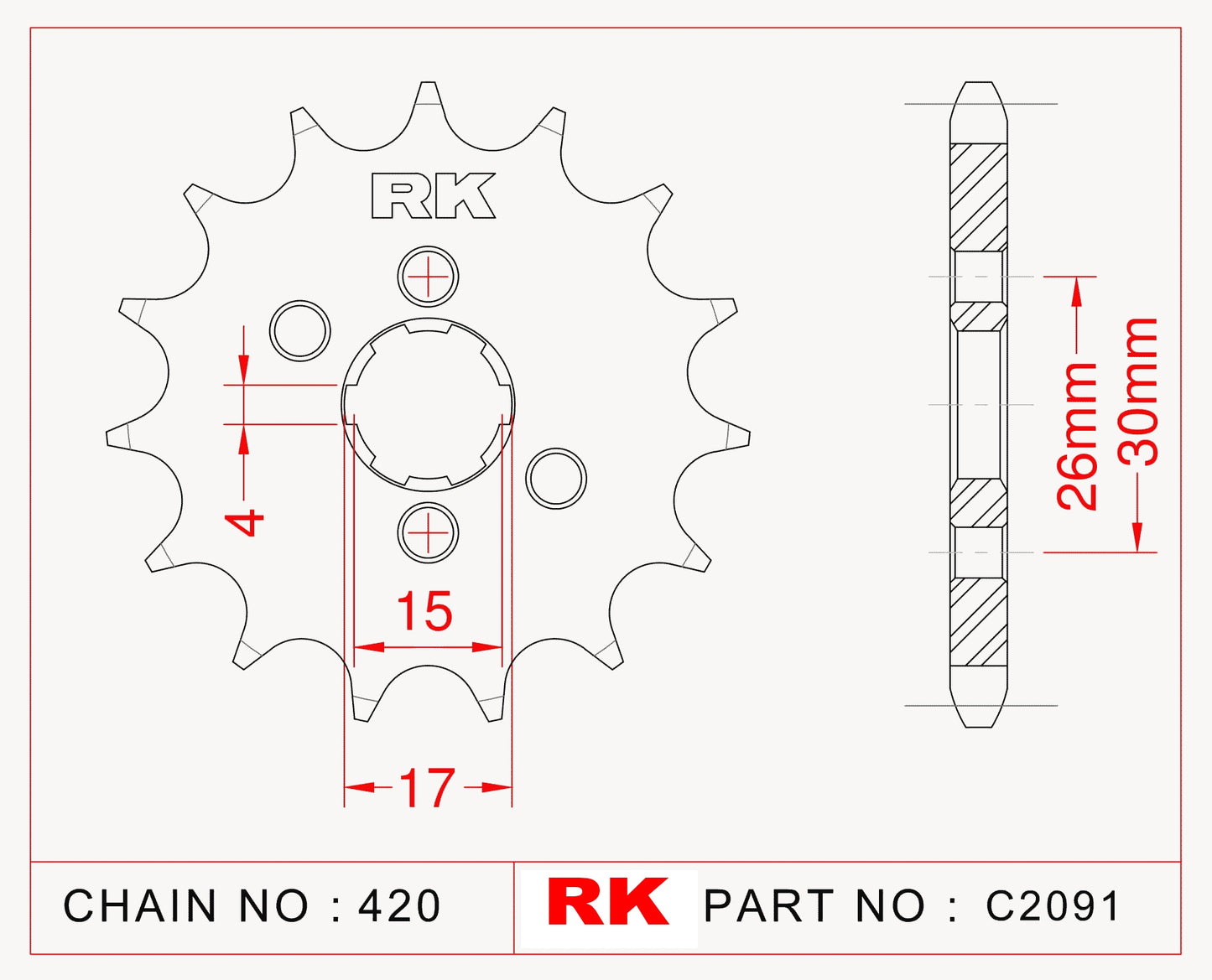 Sprocket Front RK-C2091-13 JTF 252-13 AFAM 20104 (was JTF261)