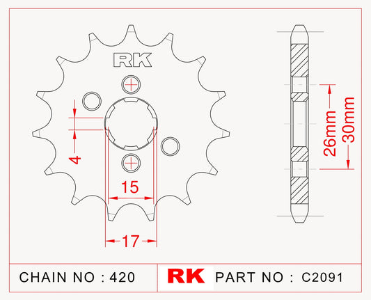 Sprocket Front RK-C2091-13 JTF 252-13 AFAM 20104 (was JTF261)