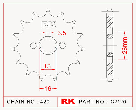 Sprocket Front RK-C2120-12 JTF563 AFAM 27100-12