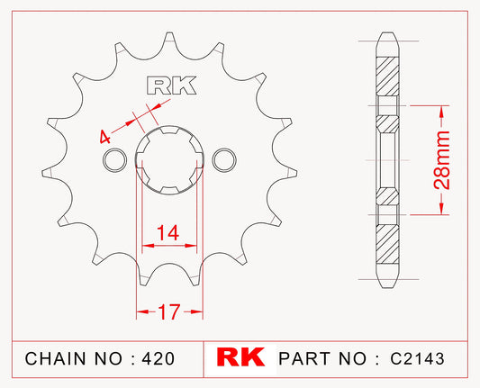 Sprocket Front RK-C2143-12 JTF1127 Afam 49101