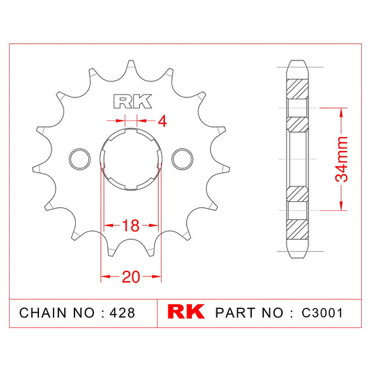 Sprocket Front RK-C3001-15 JTF259 Afam 20200