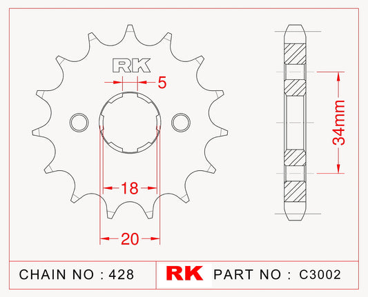 Sprocket Front RK-C3002-17 JTF264 Afam 26200 18mm spline