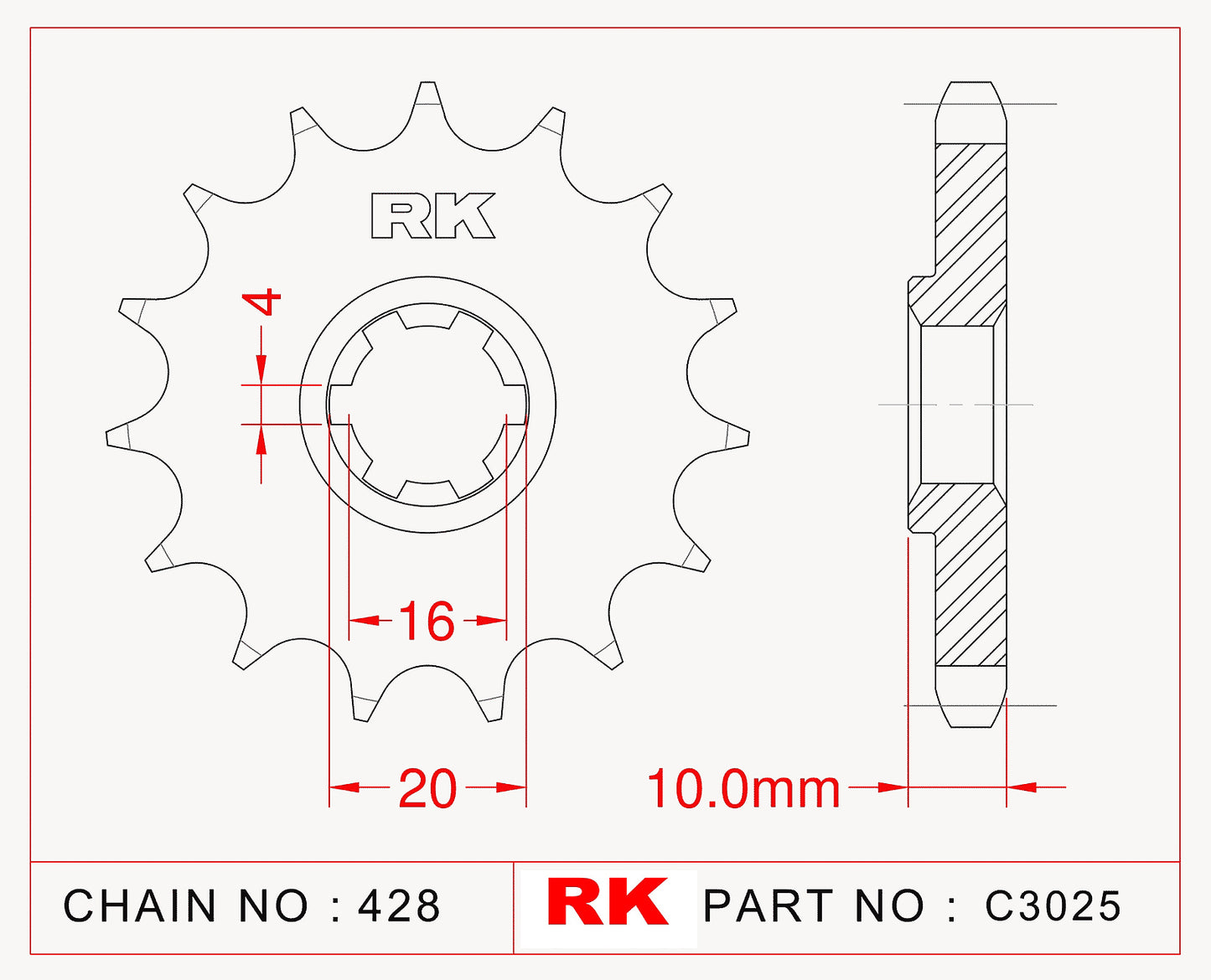 Sprocket Front RK-C3025-13 JTF410 Afam 22205