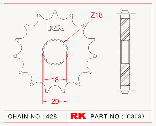 Sprocket Front RK-C3033-13 JTF426 Afam 22200 428 pitch