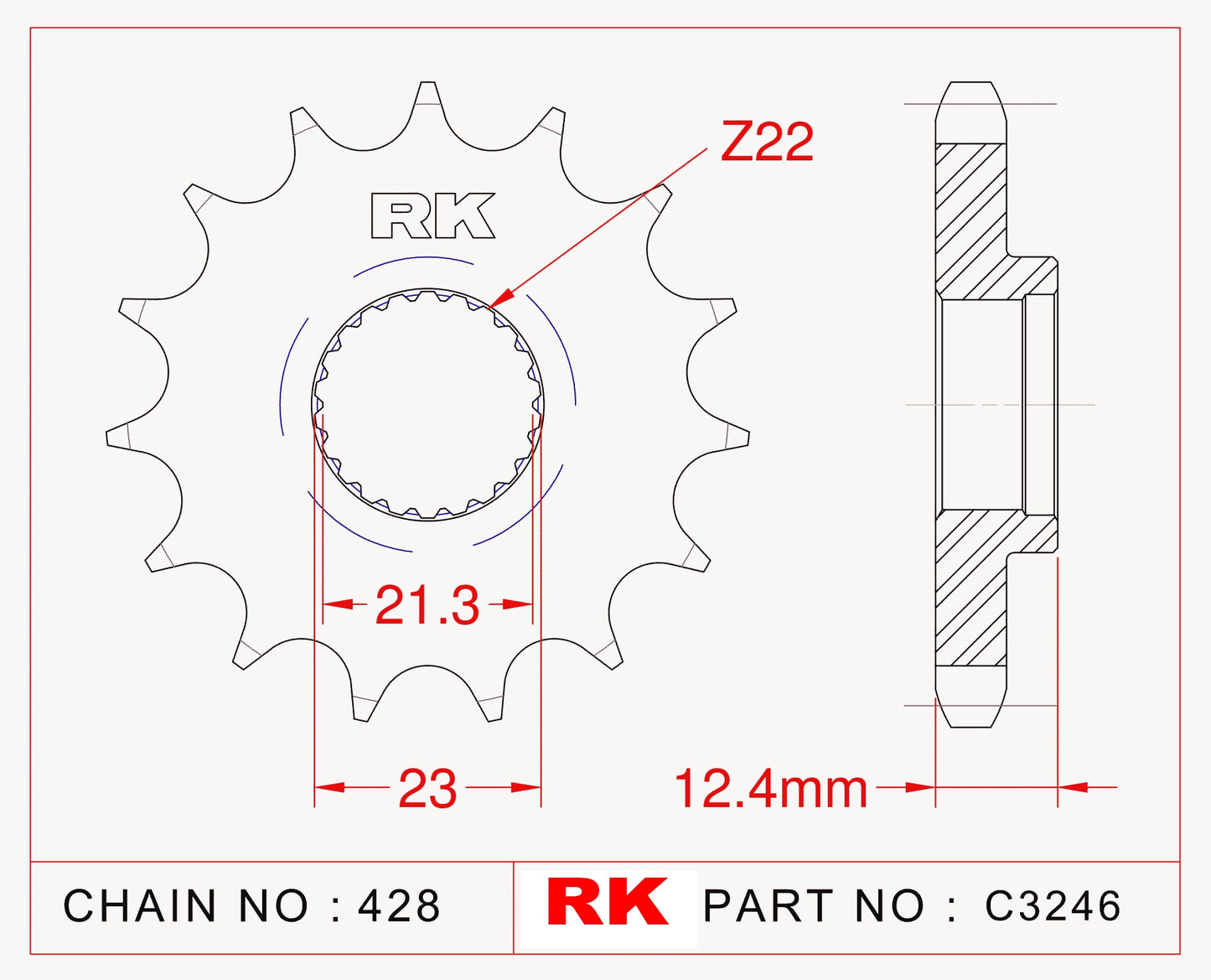 Sprocket Front RK-C3246-15 JTF1594 Afam 21311