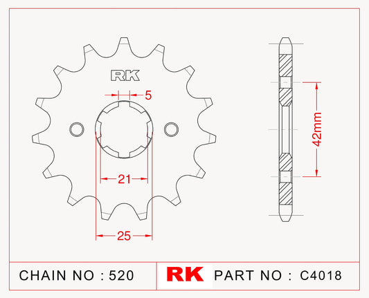 Sprocket Front RK-C4018-14 JTF569 Afam 21301