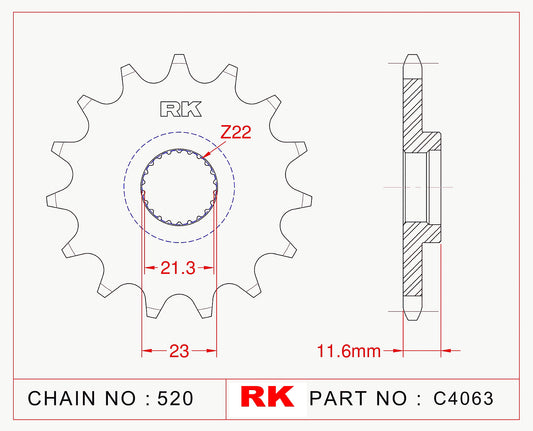 Sprocket Front RK-C4063-14 JTF583 Afam 21307