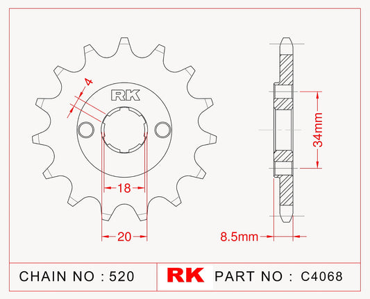 Sprocket Front RK-C4068-14 JTF270 Afam 20317