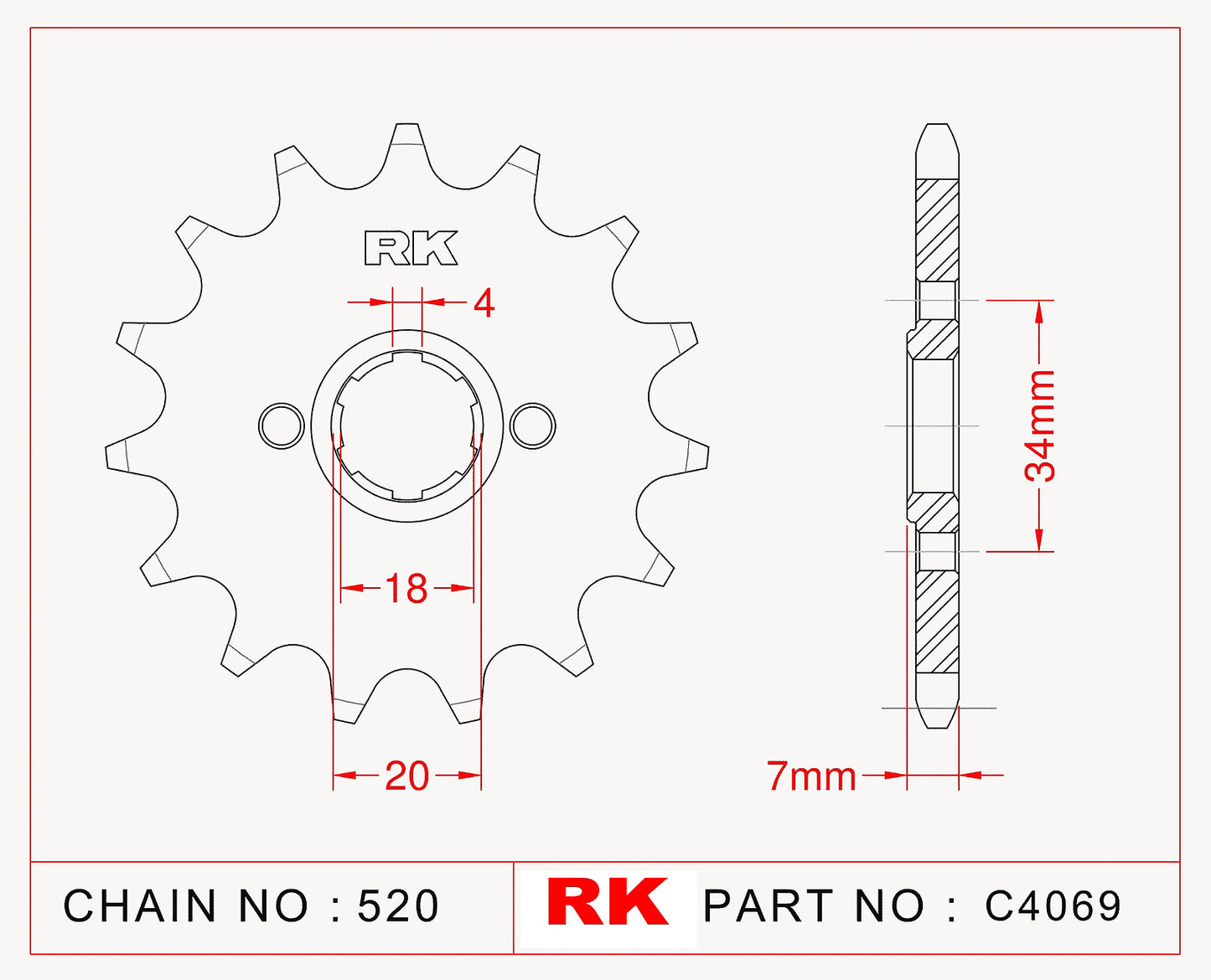 Sprocket Front RK-C4069-13 JTF329 Afam 20202