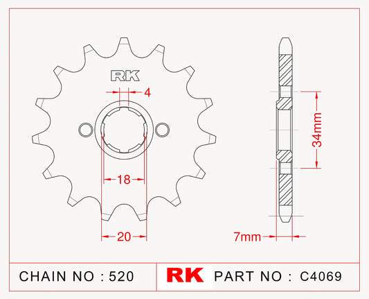 Sprocket Front RK-C4069-13 JTF329 Afam 20202