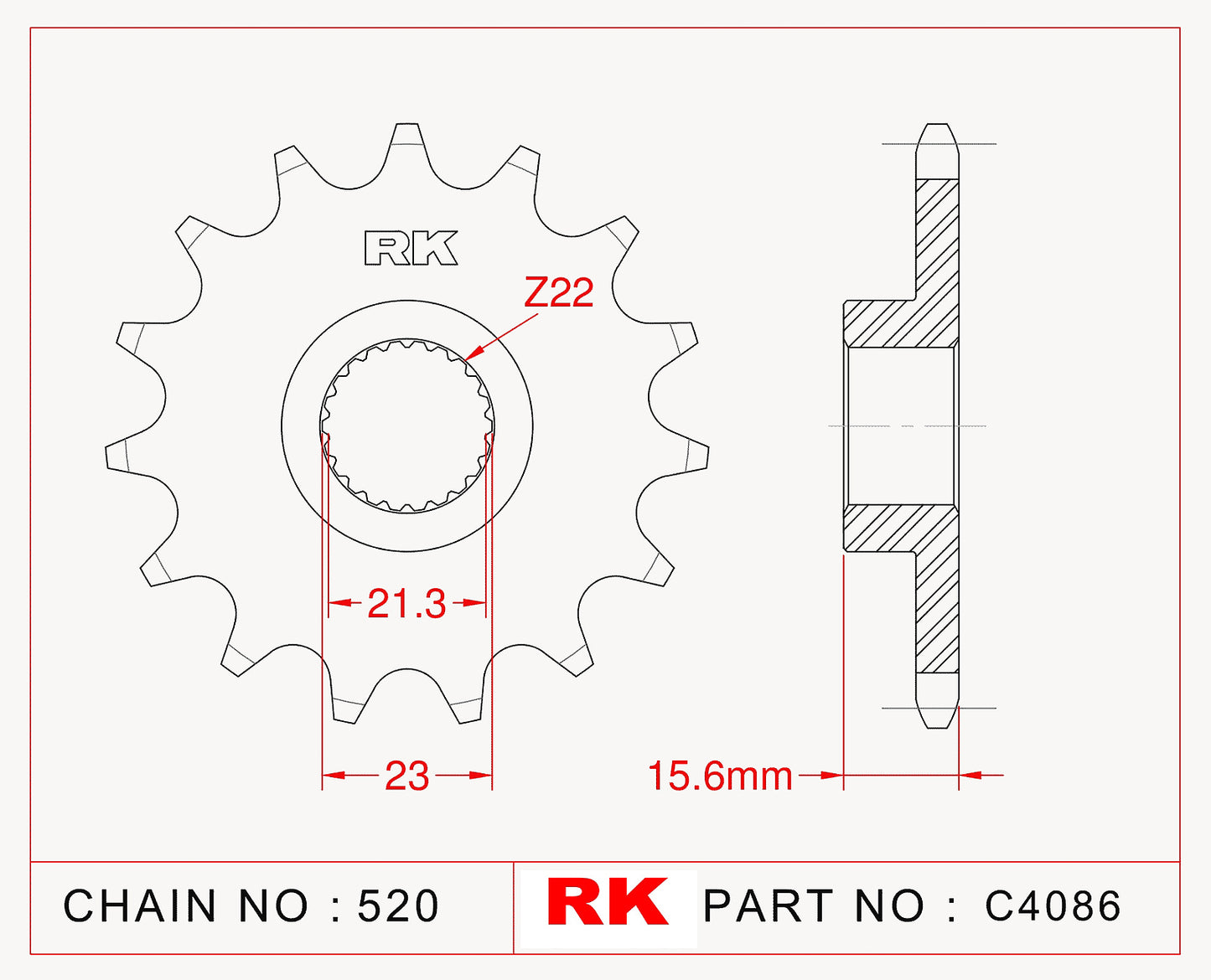 Sprocket Front RK-C4086-15 JTF577 Afam 21504