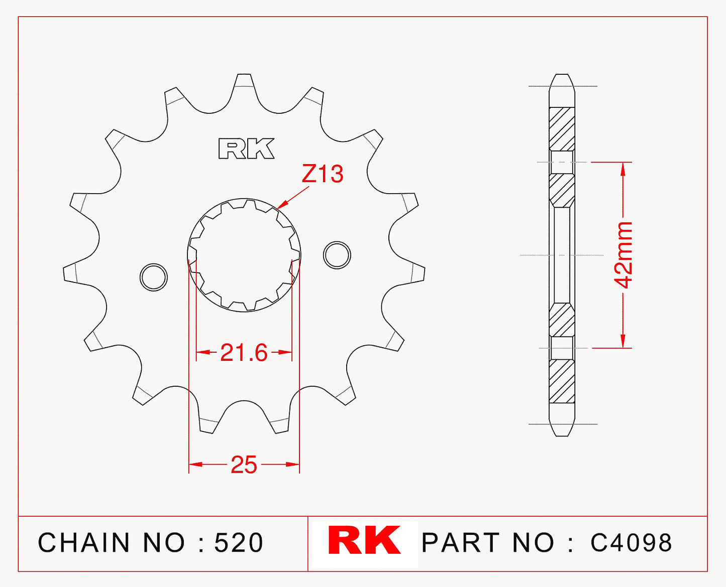 Sprocket Front RK-C4098-14 JTF436 AFAM 22304