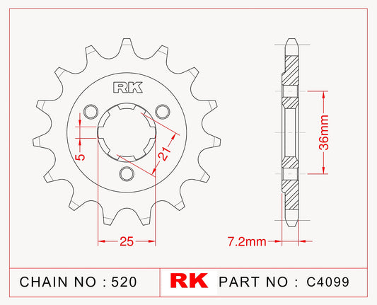 Sprocket Front RK-C4099-16 JTF437 AFAM 22503