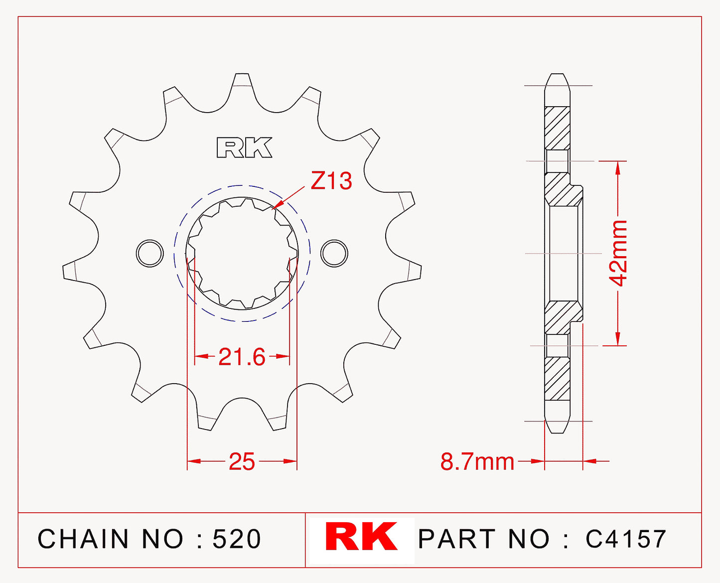 Sprocket Front RK-C4157-15 JTF516 Afam 24502