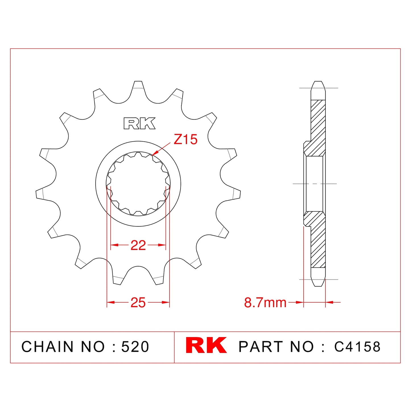 Sprocket Front RK-C4158-14 JTF1901 Afam 73301