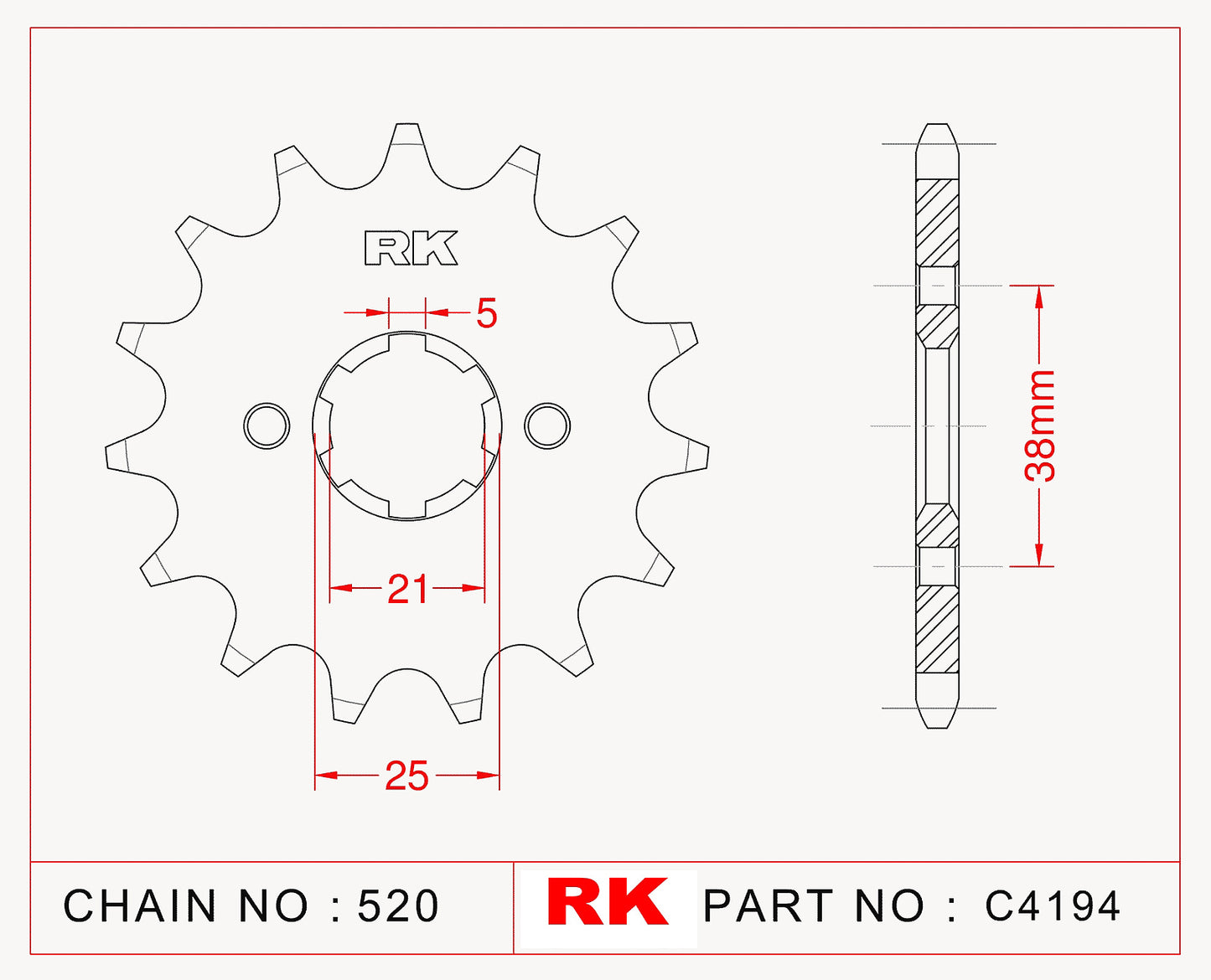 Sprocket Front RK-C4194-13 JTF1573 Afam 21308