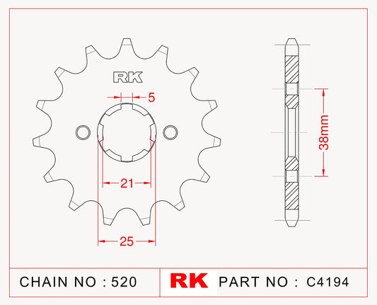 Sprocket Front RK-C4194-13 JTF1573 Afam 21308