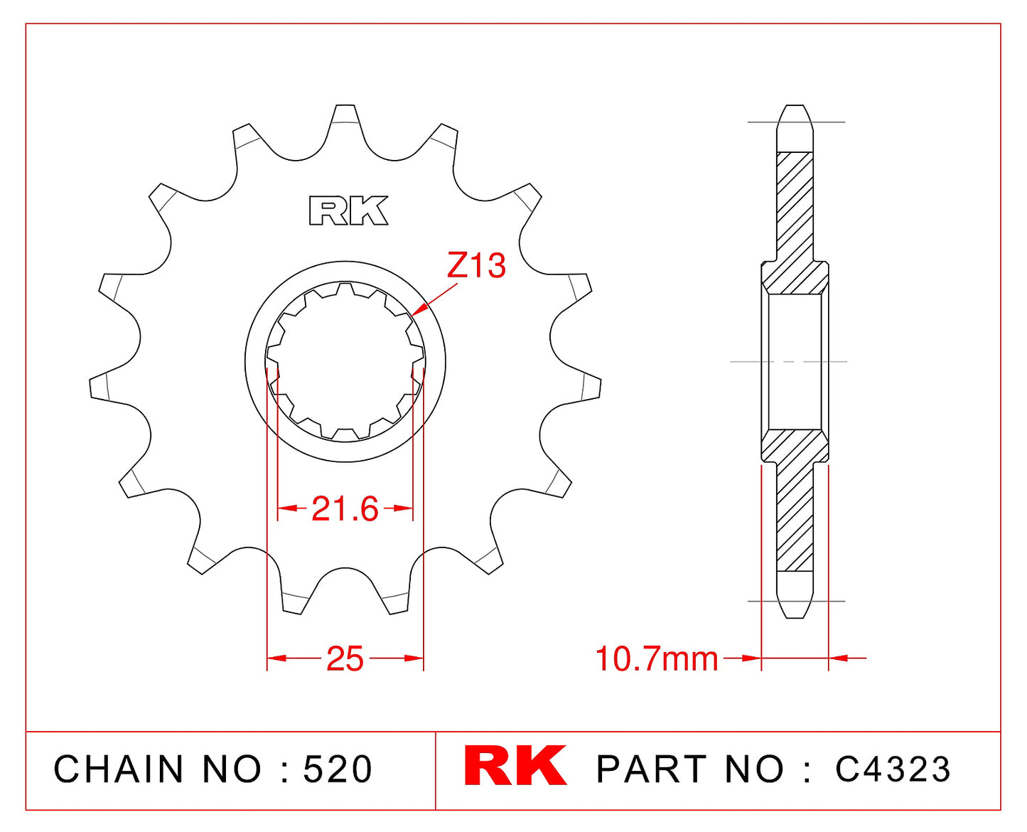 Sprocket Front RK-C4323-16 JTF1595 Afam 21512 JTF 584