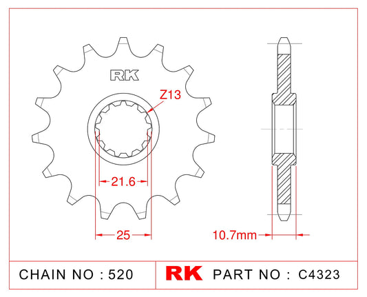 Sprocket Front RK-C4323-16 JTF1595 Afam 21512 JTF 584